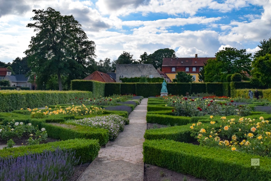 Box hedges, roses and lavender in the formal garden by Rosenborg