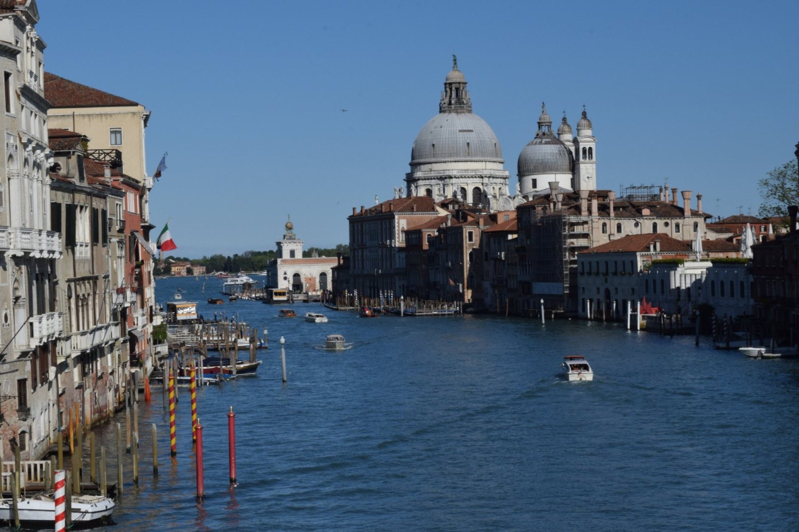 The Grand Canal from the Accademia bridge, with the white domes of Santa Maria della Salute at the far end